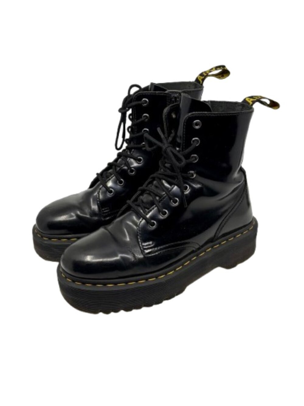 DR MARTENS~Jadon Smooth Black Leather Platform Combat Boots —Men's 8 / Women's 9